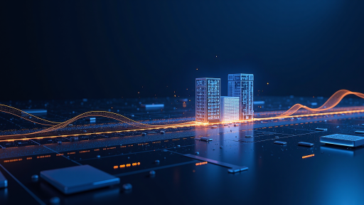 数字之桥游戏封面，现代都市背景，科技元素，桥梁连接虚拟与现实